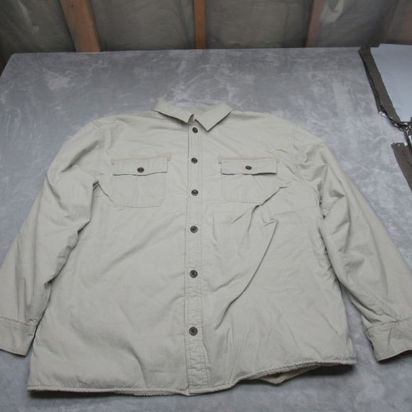 Levis Jacket Mens 3XL White Sherpa Fleece Lined Button Up Heavyweight Work Coat